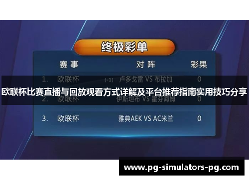 欧联杯比赛直播与回放观看方式详解及平台推荐指南实用技巧分享